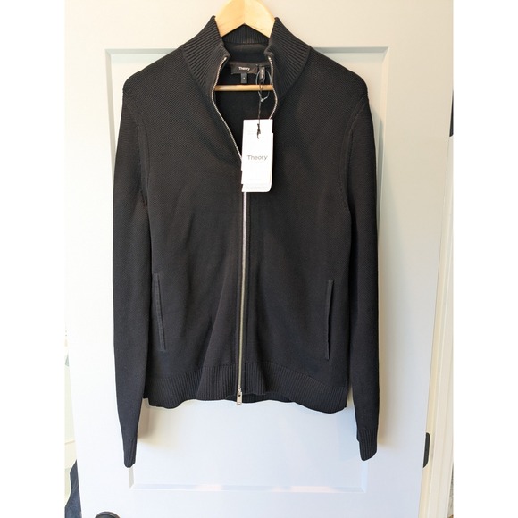 NWT Theory Walton FZ HC Full Zip Knit Jacket Black Men's Size S‎ READ